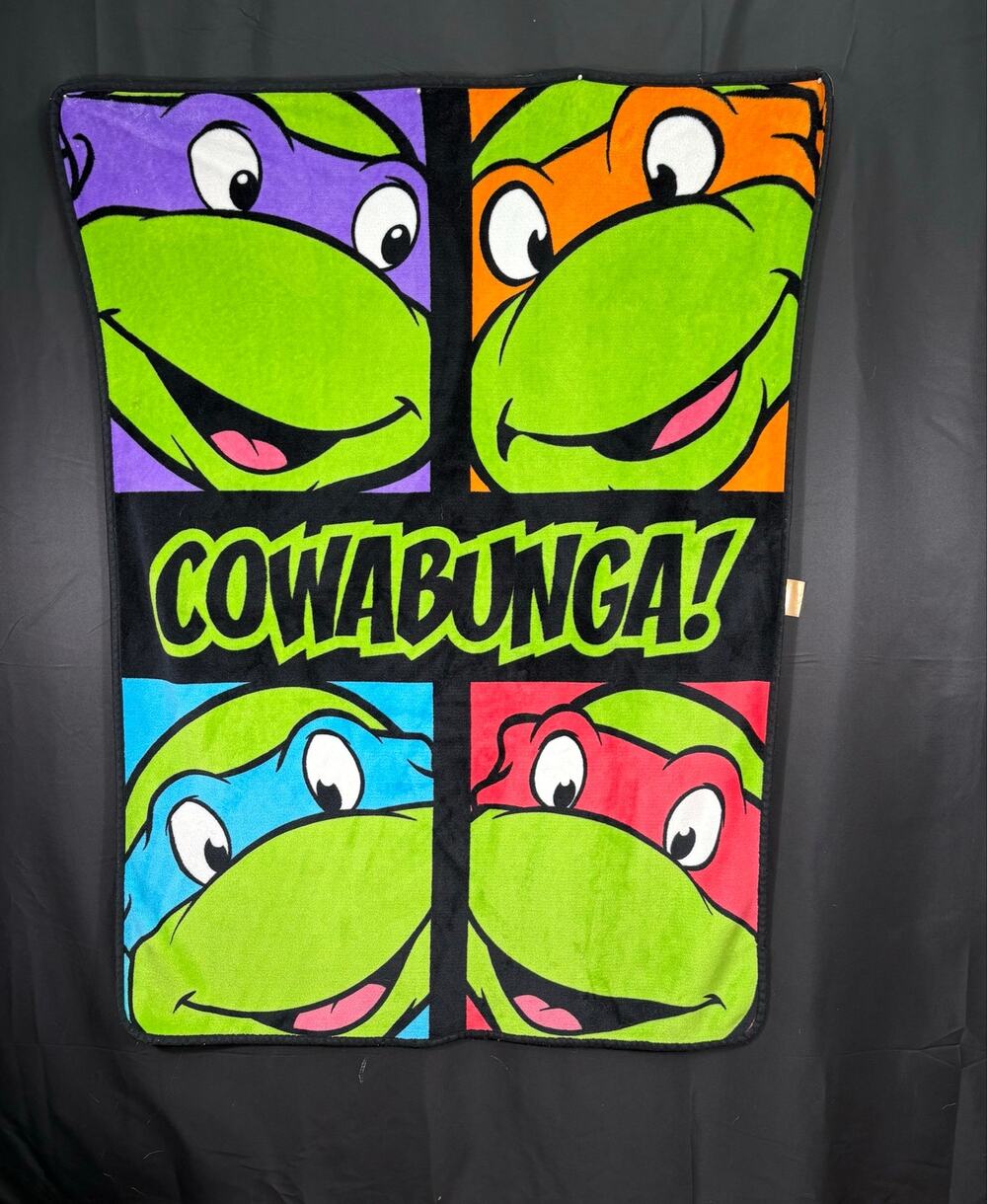 Vintage Nickelodeon Teenage Mutant Ninja Turtle Soft Throw Blanket Cowabunga